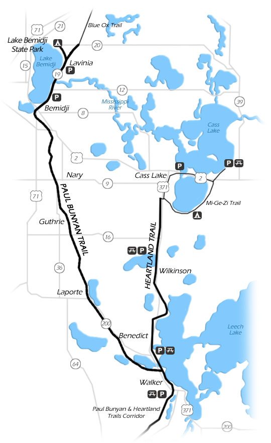 Paul Bunyan State Trail Map Paul Bunyan Trail Maps - Section 3 - Lake Bemidji State Park